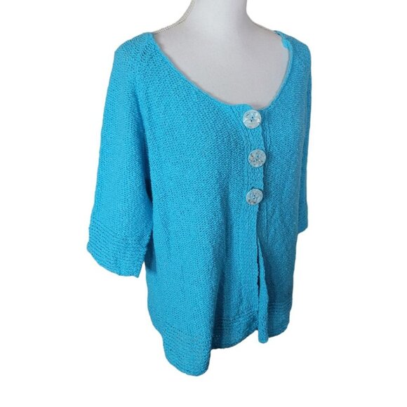 Lulu Blue Cardigan Knit Button Sweater Womens Large Bright Church Easter - Picture 5 of 9